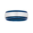 thumbnail image 4 of Mens Stainless Steel Blue IP Frozen Finish Wedding Band - Mens Ring, 4 of 5