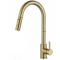 thumbnail image 1 of Grifo de cocina dorado elegante, material de acero inoxidable, diseño elegante y duradero con rociador de doble función, fácil instalación para el área del fregadero de su cocina (oro cepillado), 1 of 7
