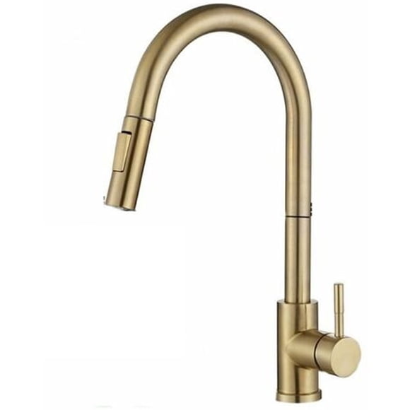 Efficient Kitchen Faucet, Spot-Free Finish Easy Installation Stainless Steel for Hassle-Free Sink Management (Brushed Gold)