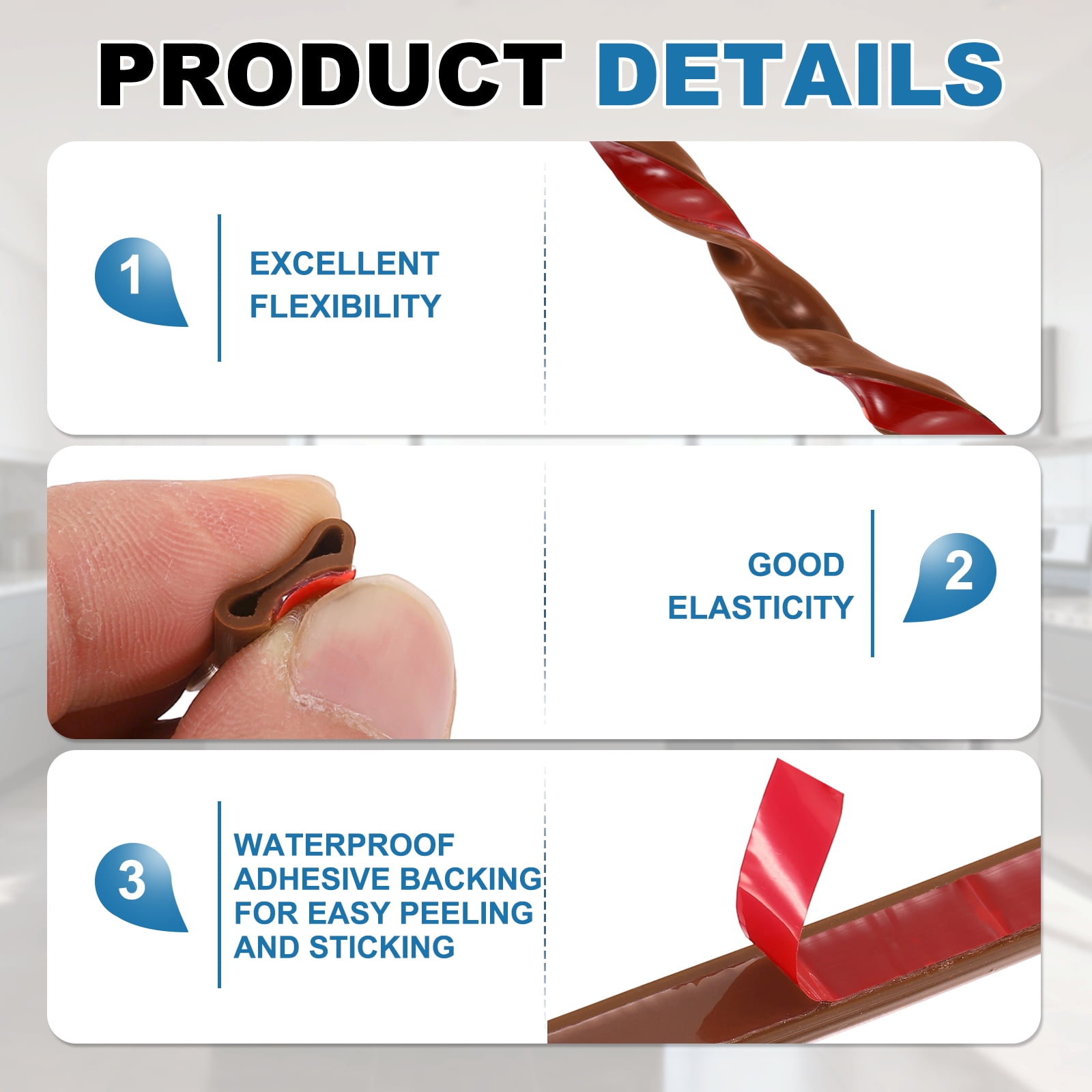 Uxcell 16.4FT Silicone D Shape Weather Stripping, 2Pcs Self Adhesive Door Seal, Brown