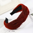 thumbnail image 2 of Ljudmp Fabric Twisted Knot Headband for Women Non Slip Hair Hoop Minimalist Hair Bands Hair Wrap For Daily Office Party Facial Hair Accessories Wine Shiny Metallic Glitter Fabric, 2 of 4