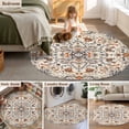 thumbnail image 5 of Round Rugs 3Ft, Ethnic Southwestern Round Area Rug Washable Indoor Throw Carpet, Tribal Antique Boho-Chic Heritage Small Non Slip Circle Rug for Bedroom Living Room Home Decor Aesthetic, 5 of 8