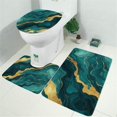 thumbnail image 2 of Teal and Gold Marble Glitter Dots Pattern Bathroom Rugs Sets 3 Piece,Toilet Cover Set,Absorbent Non Slip Bathroom Mats Sets with U-Shaped Contour Rug Toilet Rug Set, 2 of 5