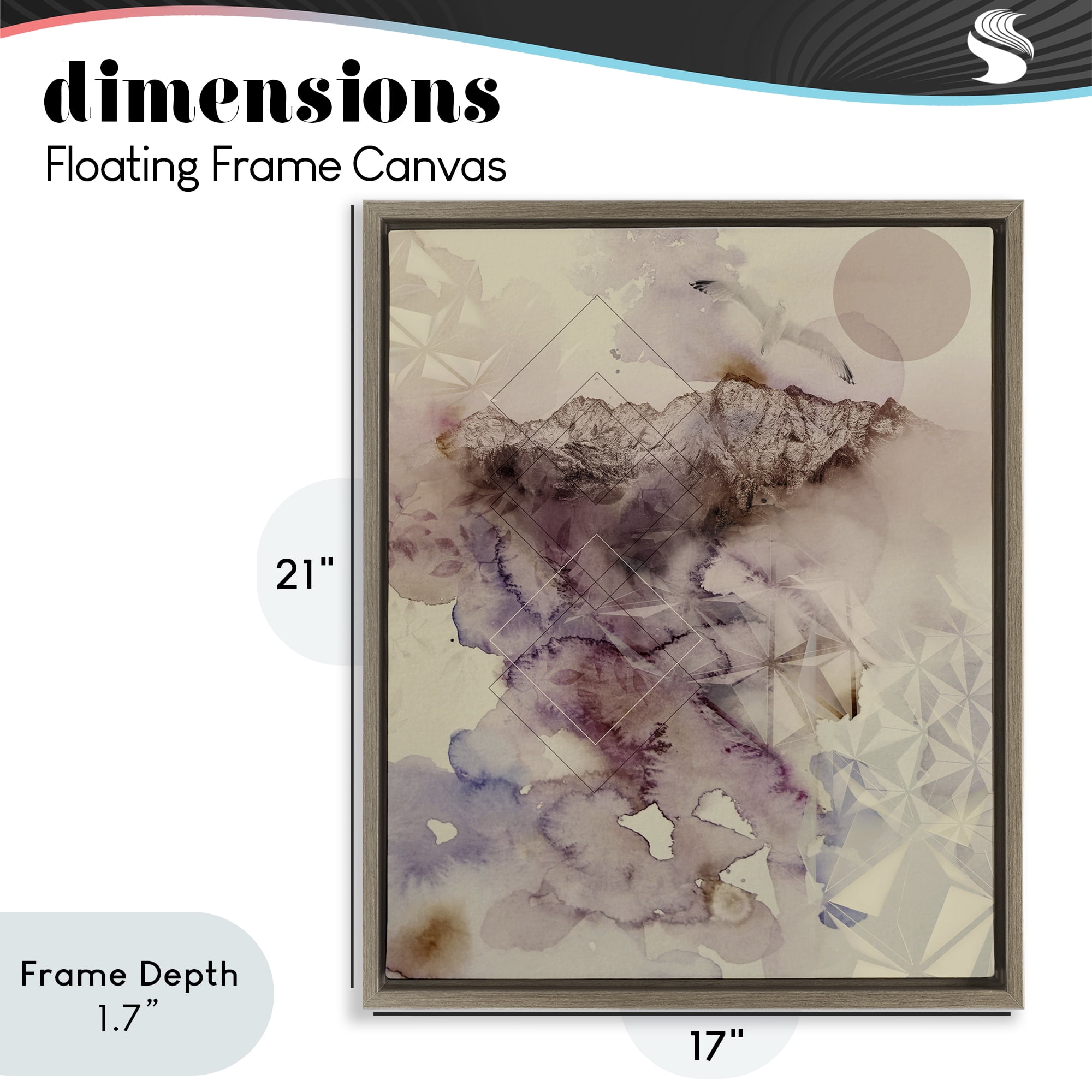 Stupell Industries Dust Abstract with Geometrics Brown Framed Floater Canvas Wall Art, design by Gemma Bardot