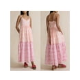 thumbnail image 3 of Yunliwuli Women Cami Dress Plaid/Print V-Neck Spaghetti Straps Sleeveless Backless A-line Dress Long Dress, 3 of 8