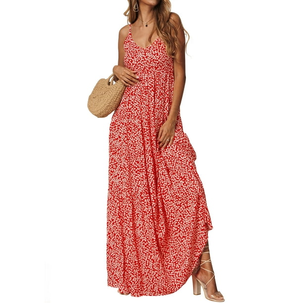 Sexy Dance Beach Floral Print Long Maxi Dresses For Women Sleeveless Summer Ladies Boho Beach 