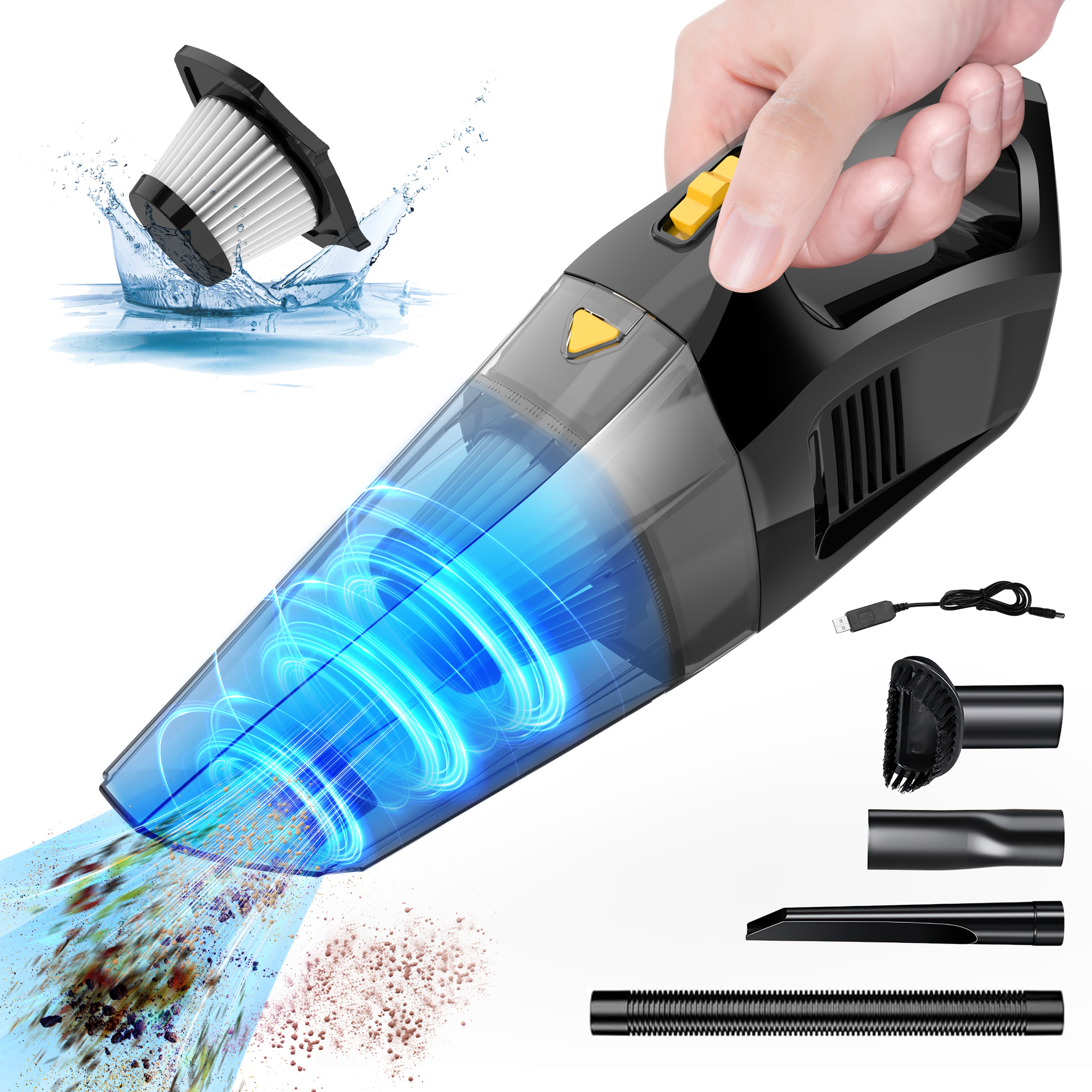 iFanze Portable Car Vacuum, 7kpa Powerful Handheld Vacuum Cordless Mini