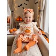 thumbnail image 6 of Loicainy Infant Baby Girl Halloween Outfit 3 6 9 12 18 Months Long Sleeve Romper Skort Headband Stockings Clothes Set, 6 of 9