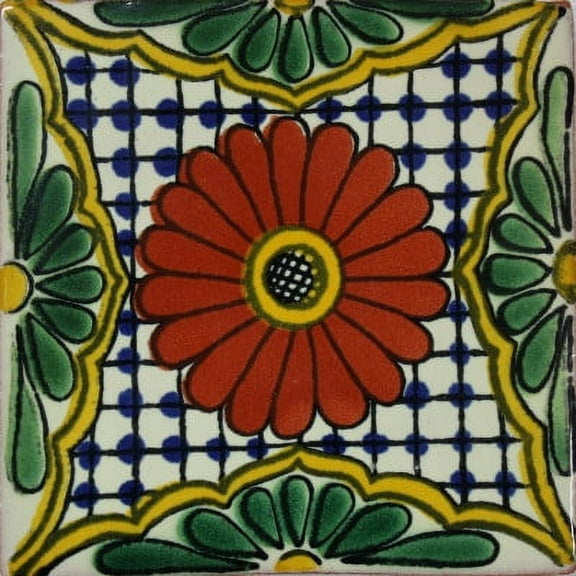 6x6 Tarachi Talavera Mexican Tile, Set of 4 pcs