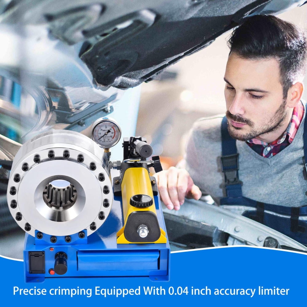 Industrial Hose Crimping Tool, Hydraulic Handheld Crimper with 8 Dies, 0.39"-1.22" Diameter Range for Various Applications