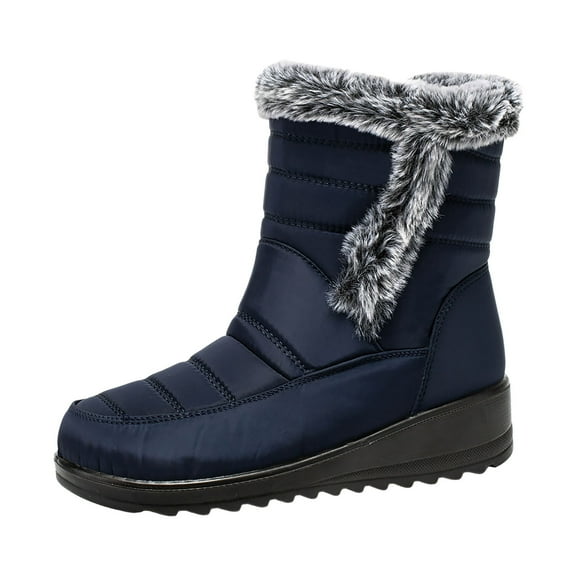 Xiaoxatg Winter Boots for Women with Construction and Secure Zipper Closure for Warmth and Comfortable All Day Wear 8.5 Blue