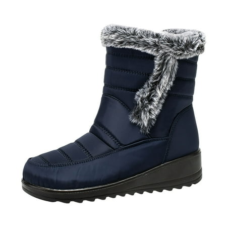 

Ediodpoh Fashion Couple Men Women Winter Water Proof Wedges Zipper Keep Warm Snow Boots Comfortable Mid Boots Shoes Womens Booties Blue 9