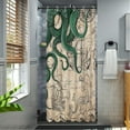 thumbnail image 3 of Stall Vintage Green Nautical Octopus Shower Curtain Mermaid Funny Ocean Kraken Shower Curtains for Bathroom Cool Anchor Coastal Map Waterproof Fabric Bath Curtain Decor 36x 72, 3 of 6