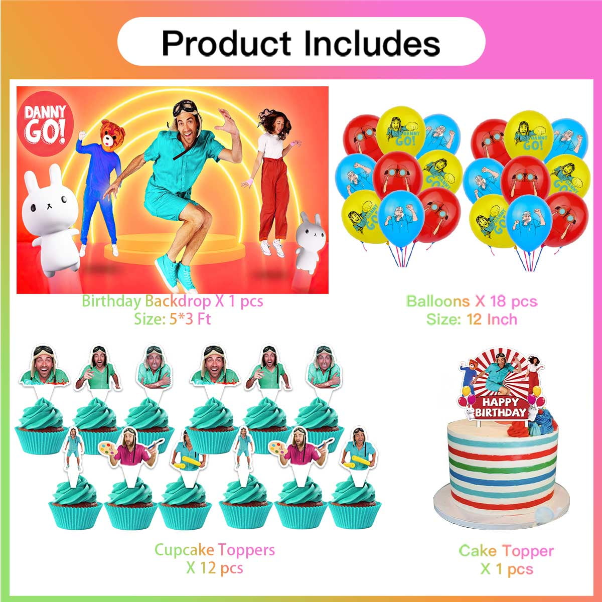 GoDanny Party Supplies Latex Balloons Decor Banner Backdrop Kit Birthday Decorations
