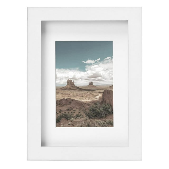 DesignOvation Gallery 5" X 7" Matted to 3.5" x 5" White Picture Frame
