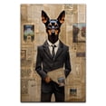thumbnail image 2 of Miniature Pinscher Dog Read Newspapers Sitting Poster Prints on Canvas - Wall Decor Hanging Wall Art Personalized Dog Poster Retro Home House Decorations Living Room, 2 of 5