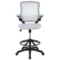 thumbnail image 6 of Emma + Oliver Mid-Back White Mesh Ergonomic Drafting Chair with Foot Ring and Flip-Up Arms, 6 of 12