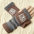 thumbnail image 4 of KKBOTIVE Cute Embroidery Splicing Knitted Gloves Warm Gloves Fashion Leaky Finger Casual Women's Glove ( Khaki One Size ), 4 of 4