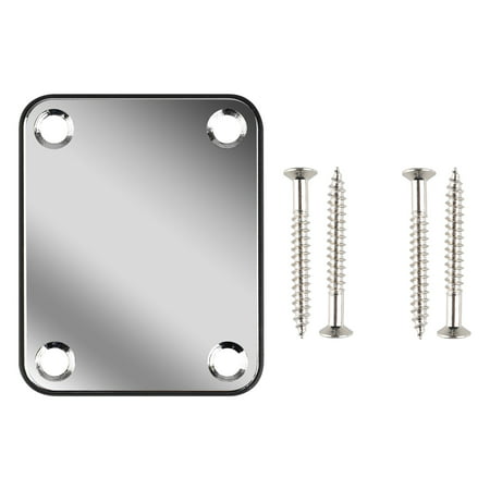 Neck Plate, EEEKit Electric Guitar Bolt Neck Plate Chrome Bass with 4 Screws Accessory Part for Guitar Repairing