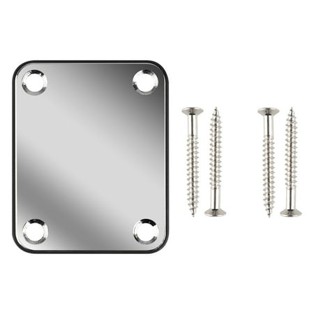 Guitar Neck Ferrules - Neck Plate, EEEKit Electric Guitar Bolt Neck Plate Chrome Bass with 4 Screws Accessory Part for Guitar Repairing Making