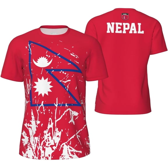 Nepal Flag Grain T-Shirt for Running Soccer Tennis Fitness Sports Jerseys Shirts