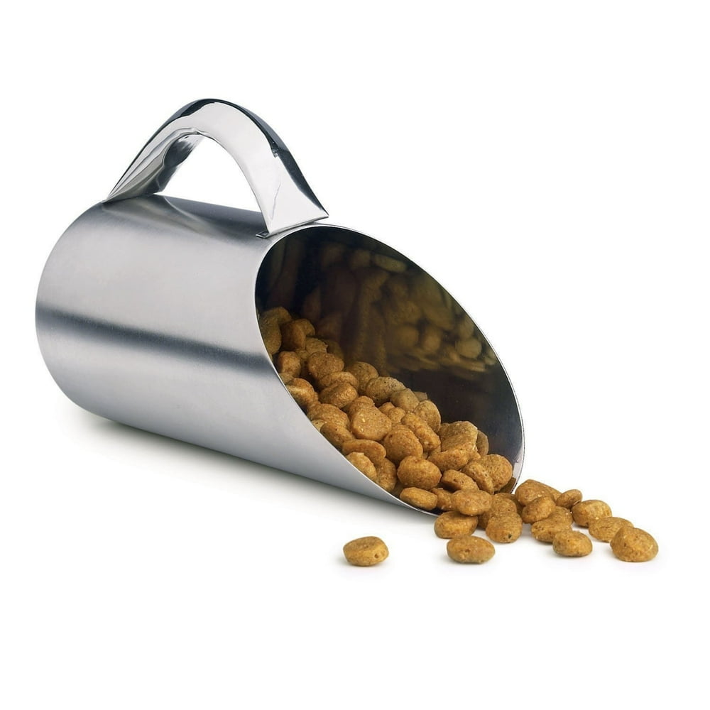 Dry Food Scoop, Metal Small 12 Oz Serving Pet Stainless Steel Scoop