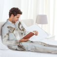 thumbnail image 6 of Gaeub White Reindeer Portrait Mens Pajamas Set Mens Sleepwear with Long Sleeve Top & Bottoms PJs-Medium, 6 of 7