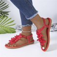 thumbnail image 6 of Domuza Women's Floral Thong Sandals, Elastic Ankle Strap Comfortable Non-Slip Flat Shoes for Summer Casual Wear Red 6.5（EU-37）, 6 of 6