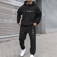thumbnail image 6 of NEW YORK Men's Winter 2-Piece Sweatsuit, Solid Color Casual Sports Hoodie and Jogger Pants, Warm Fleece Lounge Set For Cold Weather Indoor Outdoor,Black,L, 6 of 6