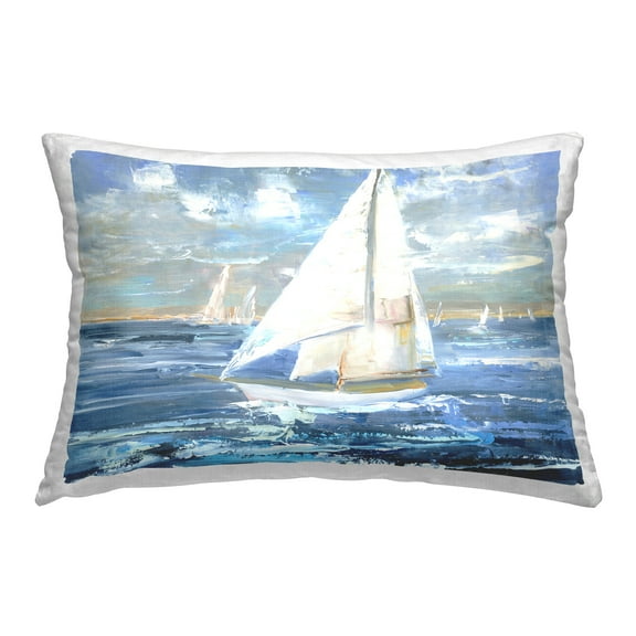 Stupell Industries Sailing Choppy Waves Decorative Printed Throw Pillow Design by Sally Swatland.