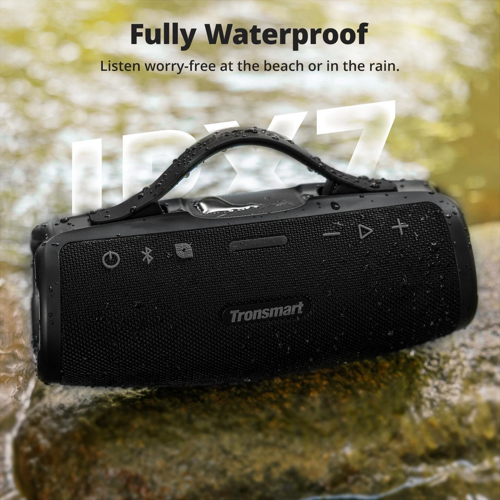 Tronsmart Mirtune S100 Portable Bluetooth Outdoor Speaker, Powerful 50W Sound and Enhanced Bass, 20H Playtime, IPX7 Waterproof-Black