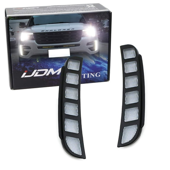 LED Daytime Running Lights Kit For 2016-2017 Ford Explorer, Direct Vertical Mount Powered by 6 Pieces of High Power Xenon White LED Diodes