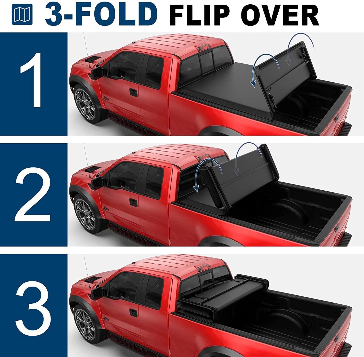 MOSTPLUS 3-Fold 5FT Soft Tonneau Cover for 2018-2026 Honda Ridgeline Truck Bed Cover