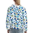 thumbnail image 7 of Honeii Golden Blue Snowflakes Pattern Womens Oversized Hoodies Long Sleeve Sweatshirts Pullover Fall Outfits with Pocket-Large, 7 of 7