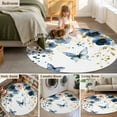 thumbnail image 5 of Round Rugs 3Ft, Navy Blue Spring Floral Round Area Rug Washable Indoor Throw Carpet, Farmhouse Butterfly Watercolor Small Non Slip Circle Rug for Bedroom Living Room Home Decor Aesthetic, 5 of 8
