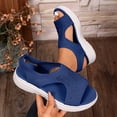 thumbnail image 2 of Xfvqtps Womens Knit Slip on Sandals Open Toe Casual Slides with Low Wedge Stretch Comfortable Breathable Walking Summer Shoes, 2 of 8
