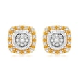 thumbnail image 2 of Real Diamond Lab Grown Square Cushion 15mm Halo Proposal Earrings 1/2 ct Pair Yellow Gold On 925 Silver Best Girl Friend Wife Valentine 10th Anniv Gift Her April Birthday Handmade Jewelry fr Women Mom, 2 of 5