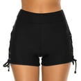 Yiwula Women High Waisted Drawstring Swim Shorts Ruched Tummy Control