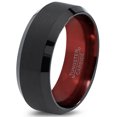 thumbnail image 3 of Wedding Rings For Men & Women 8mm Black Tungsten Wedding Band w/ Red Inside, 3 of 4