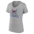 thumbnail image 2 of Women's Gray Chicago Cubs Fastball V-Neck T-Shirt, 2 of 3