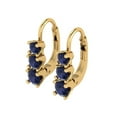 thumbnail image 2 of 1.06 ct Lever-Back Drop Dangle Earrings for Women | 4mm Round Cut Simulated Blue Sapphire | 18K Yellow Gold, 2 of 5