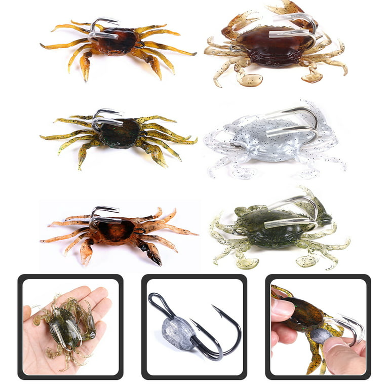 6Pcs Fishing Lure Kit Artificial Crab Baits Simulation Crab Supple