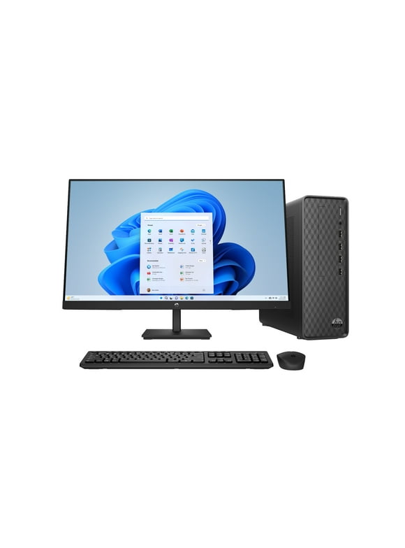 HP 27 inch Monitor & Slim Desktop Bundle Intel Core i3-12100 8GB RAM 512GB SSD Black