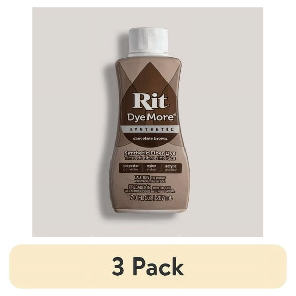 (3 pack) Rit DyeMore Synthetic Fabric Dye 7 fl oz Bottle, Color for Polyester, Nylon & Acrylic Surfaces- Chocolate Brown