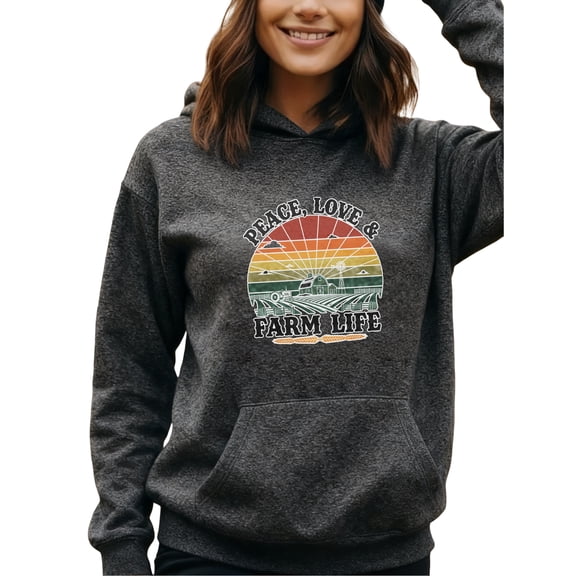 Homestead Country Life Graphic Hoodie for Women and Men, Unisex Cozy Pullover Sweatshirt, Vintage Rustic Farmhouse Country Style Top, Casual Outfit Gift for Ran