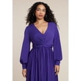 thumbnail image 3 of ELOQUII Women's Plus Size Knot Front Pleated Skirt Dress, 3 of 4