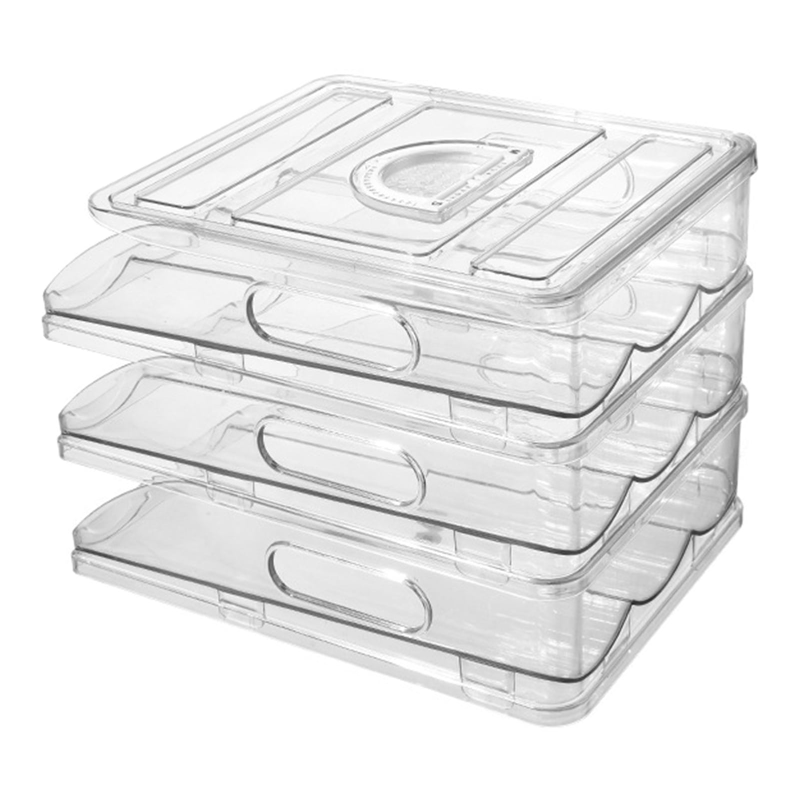 sunsanly Automatic Rolling Egg Organizer Storage Box BPA-Free Non-Slip Design Easy to Clean Transparent Stackable Egg Dispenser with Sturdy Lid