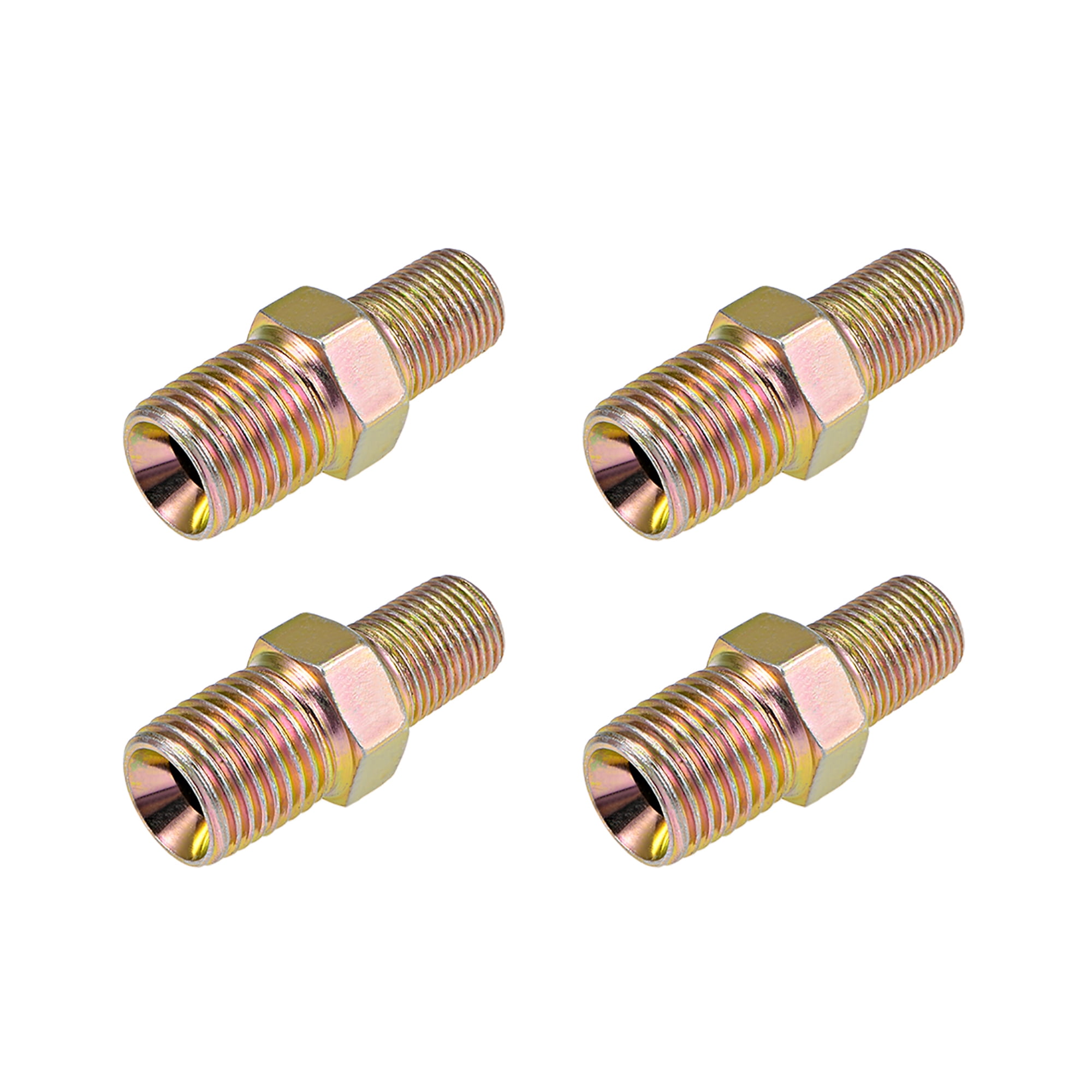 1/4BSP Male Thread Brass Hex Nipple Tube Pipe Connecting Fittings 4pcs 