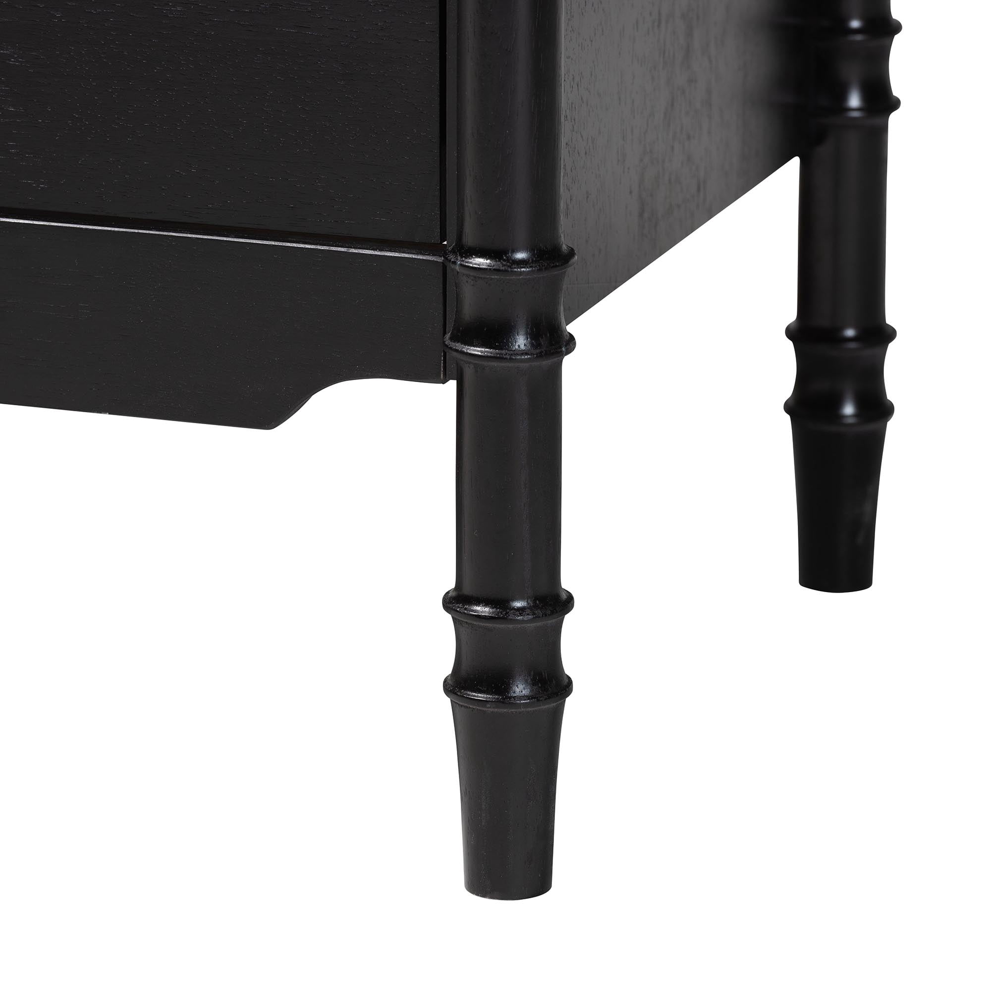 Baxton Studio Marisela Mid-Century Bedroom Set, 4-Piece, Queen, With 2 Nightstand, Black