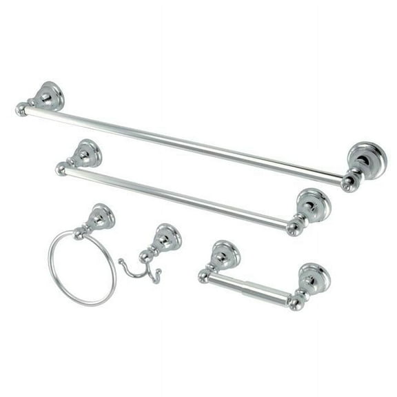 18 x 24 in. Santa Fe Bath Combo, Towel Bar, Ring Hook, & Paper Holder, 5 Piece - Polished Chrome
